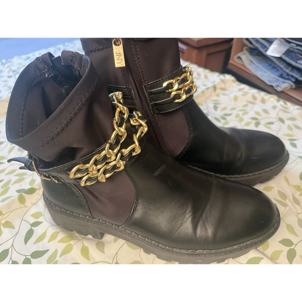 NWT Jones New York Womens Sz 8 Chain Link Ankle Boot Bootie Black Biker Goth